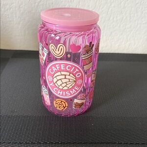 Pink Cafecito Y Chisme Glass Tumblers